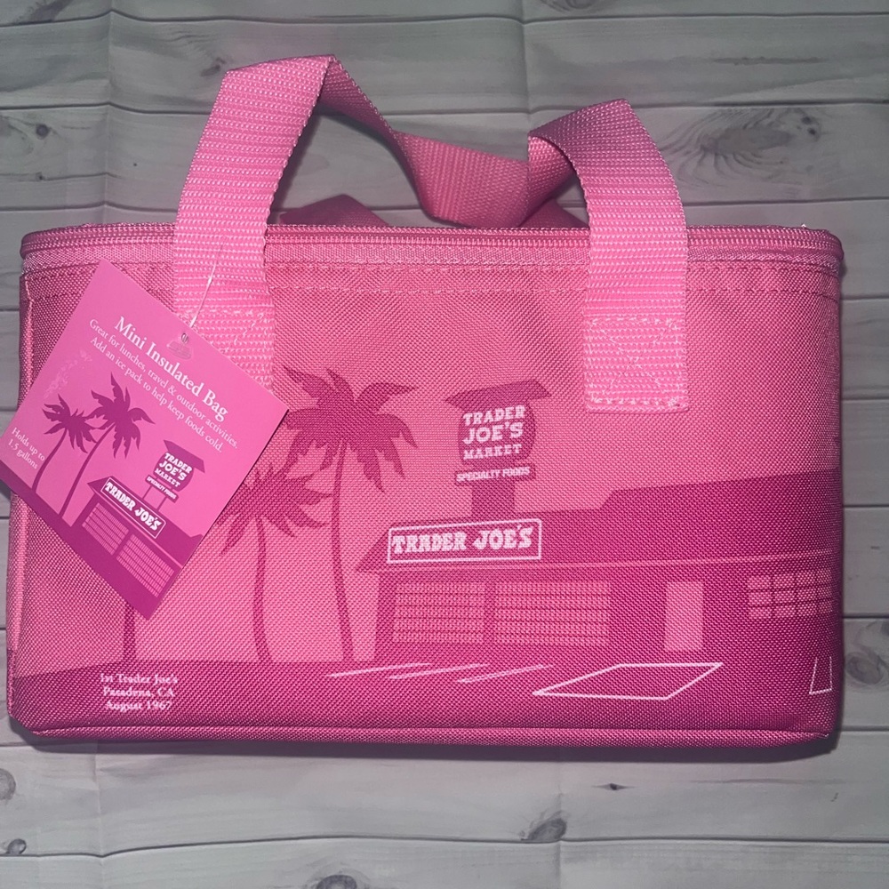 Pink trader joes mini Insulated Bag
